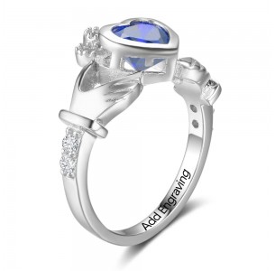 Birthstone Ring, Sterling Silver Personalized Engravable Ring JEWJORI102799